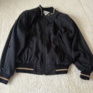 Just‎ Josephine Vtg Beaded Embellished Bomber Jacket Gold Stripe No Size